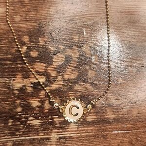 Womens Gold Tone C Initial Necklace